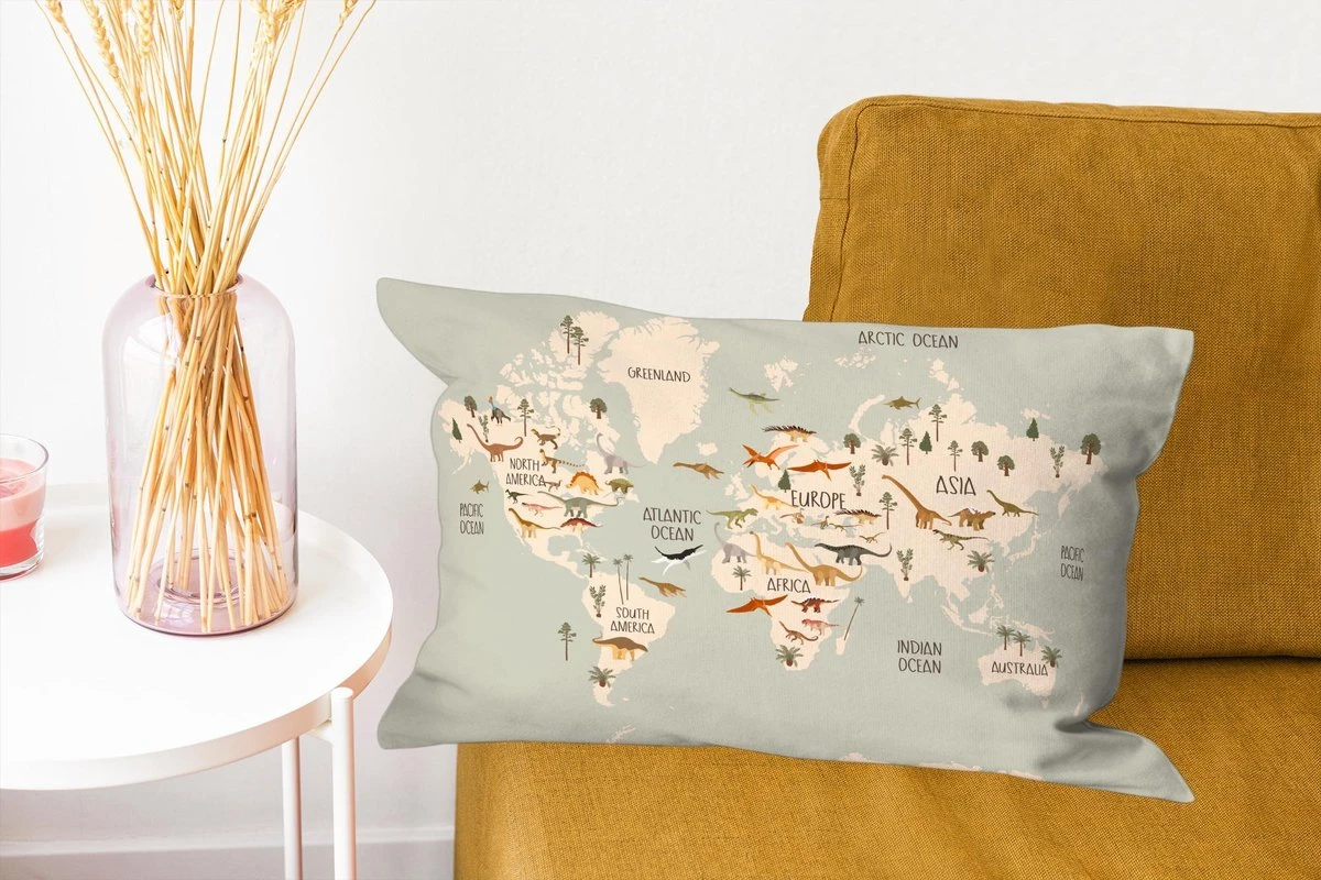 Sierkussens - Kussentjes Woonkamer - 50x30 Cm - Wereldkaart Kinderen - Dino's - Kinderkamer - Jongens - Meisjes - Kinderen 7 Sierkussens - Kussentjes Woonkamer - 50x30 Cm - Wereldkaart Kinderen - Dino's - Kinderkamer - Jongens - Meisjes - Kinderen - Afbeelding 6
