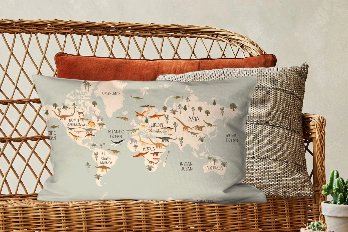 Sierkussens - Kussentjes Woonkamer - 60x40 Cm - Wereldkaart Kinderen - Dino's - Kinderkamer - Jongens - Meisjes - Kinderen 7 Sierkussens - Kussentjes Woonkamer - 60x40 Cm - Wereldkaart Kinderen - Dino's - Kinderkamer - Jongens - Meisjes - Kinderen - Afbeelding 5