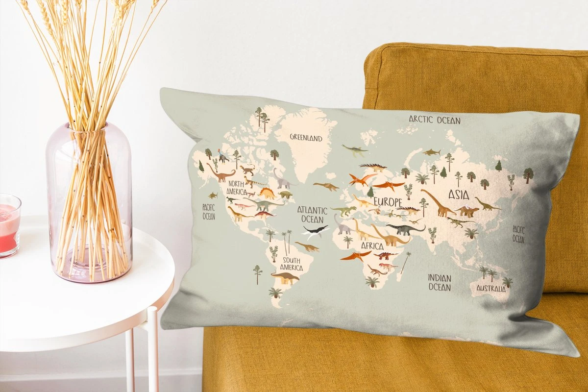 Sierkussens - Kussentjes Woonkamer - 60x40 Cm - Wereldkaart Kinderen - Dino's - Kinderkamer - Jongens - Meisjes - Kinderen 8 Sierkussens - Kussentjes Woonkamer - 60x40 Cm - Wereldkaart Kinderen - Dino's - Kinderkamer - Jongens - Meisjes - Kinderen - Afbeelding 6