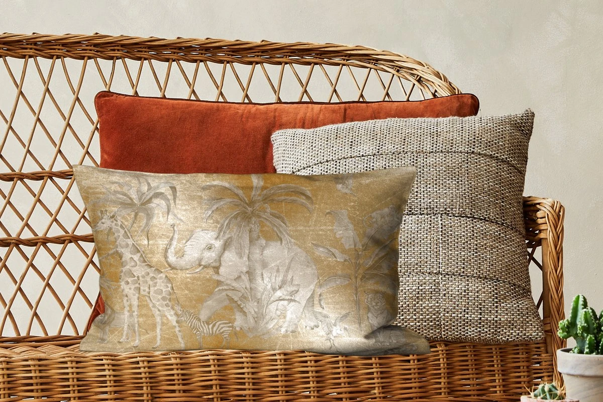 Sierkussens - Kussentjes Woonkamer - 50x30 Cm - Jungle - Kinderen - Goud - Kinderen - Dieren 6 Sierkussens - Kussentjes Woonkamer - 50x30 Cm - Jungle - Kinderen - Goud - Kinderen - Dieren - Afbeelding 5
