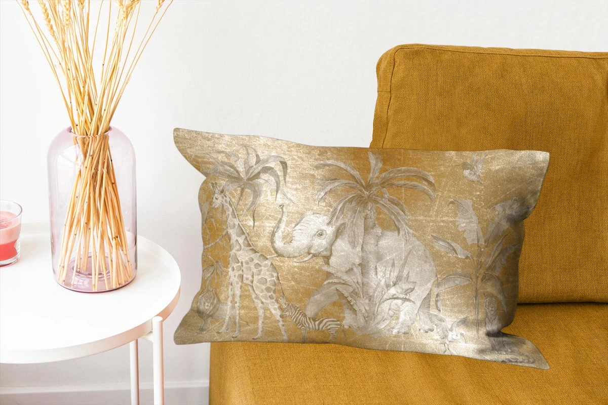 Sierkussens - Kussentjes Woonkamer - 50x30 Cm - Jungle - Kinderen - Goud - Kinderen - Dieren 7 Sierkussens - Kussentjes Woonkamer - 50x30 Cm - Jungle - Kinderen - Goud - Kinderen - Dieren - Afbeelding 6