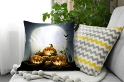 Sierkussens - Kussen - Een Illustratie Van Lachende Pompoenen Tijdens Halloween - 50x50 Cm - Kussen Van Katoen -Pillowmonkey 1200x800 1318