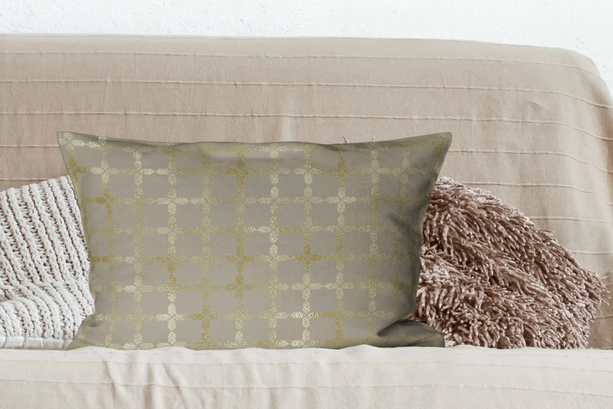 Sierkussens - Kussen - Luxe Patroon Van Lichtgouden Vierkanten Tegen Een Grijze Achtergrond - 60x40 Cm - Kussen Van Katoen 13 Sierkussens - Kussen - Luxe Patroon Van Lichtgouden Vierkanten Tegen Een Grijze Achtergrond - 60x40 Cm - Kussen Van Katoen - Afbeelding 11