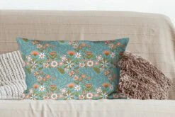 Kussenhoes 60x40 Cm - Bohemian - Bloemen - Oranje - Retro - Design - Katoen / Polyester - Voor Binnen -Pillowmonkey 1200x800 140