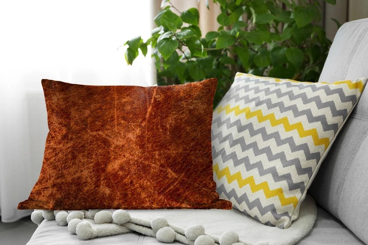 Sierkussens - Kussen - Een Oude Leder Textuur - 60x40 Cm - Kussen Van Katoen 5 Sierkussens - Kussen - Een Oude Leder Textuur - 60x40 Cm - Kussen Van Katoen - Afbeelding 3