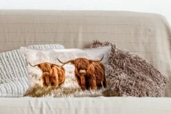 Sierkussens - Kussentjes Woonkamer - 50x30 Cm - Schotse Hooglander - Koe - Dieren - Natuur - Heide -Pillowmonkey 1200x800 1447