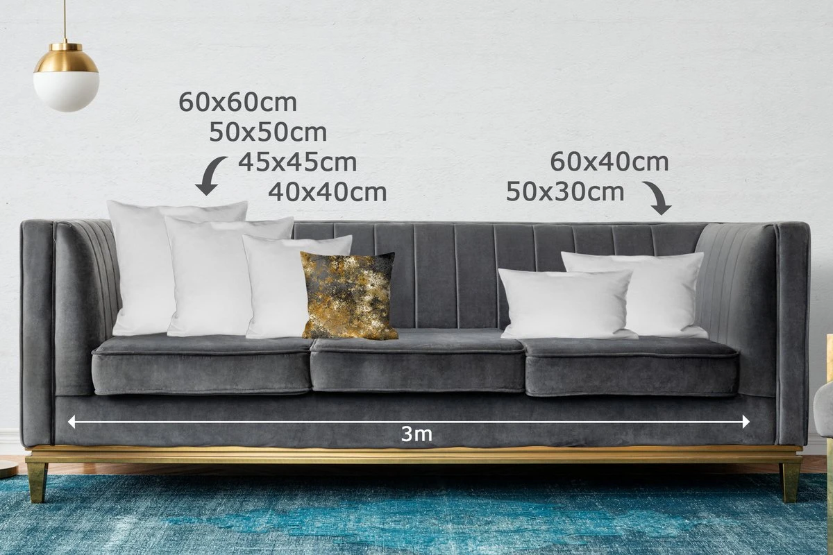 Sierkussens - Kussentjes Woonkamer - 40x40 Cm - Goud - Zwart - Abstract - Luxe 6 Sierkussens - Kussentjes Woonkamer - 40x40 Cm - Goud - Zwart - Abstract - Luxe - Afbeelding 4