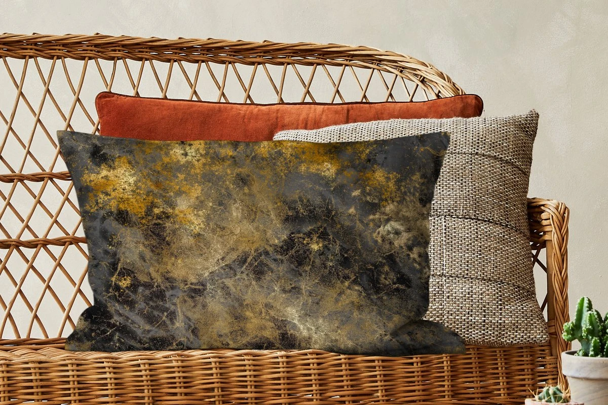 Sierkussens - Kussentjes Woonkamer - 60x40 Cm - Goud - Zwart - Abstract 6 Sierkussens - Kussentjes Woonkamer - 60x40 Cm - Goud - Zwart - Abstract - Afbeelding 4