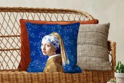 Kussenhoes 45x45 Cm - Meisje Met De Parel - Vermeer - Delfts Blauw - Katoen / Polyester - Voor Binnen -Pillowmonkey 1200x800 152