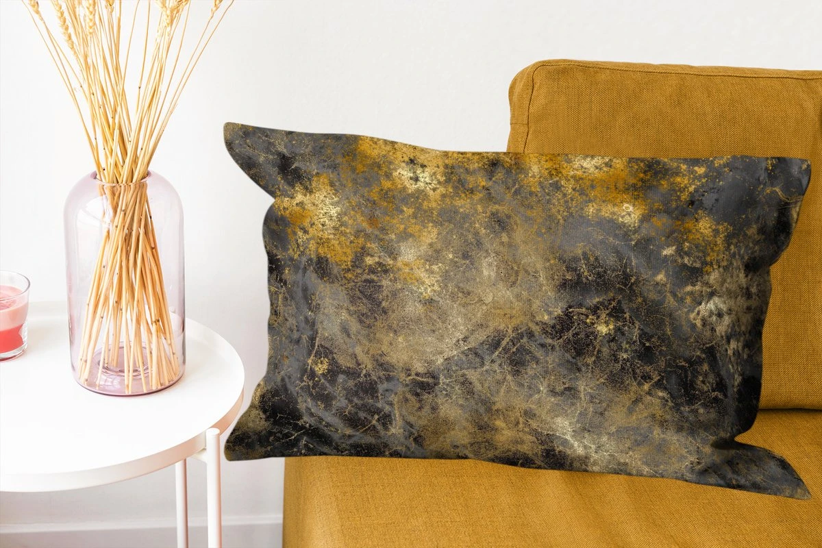 Sierkussens - Kussentjes Woonkamer - 60x40 Cm - Goud - Zwart - Abstract 7 Sierkussens - Kussentjes Woonkamer - 60x40 Cm - Goud - Zwart - Abstract - Afbeelding 5
