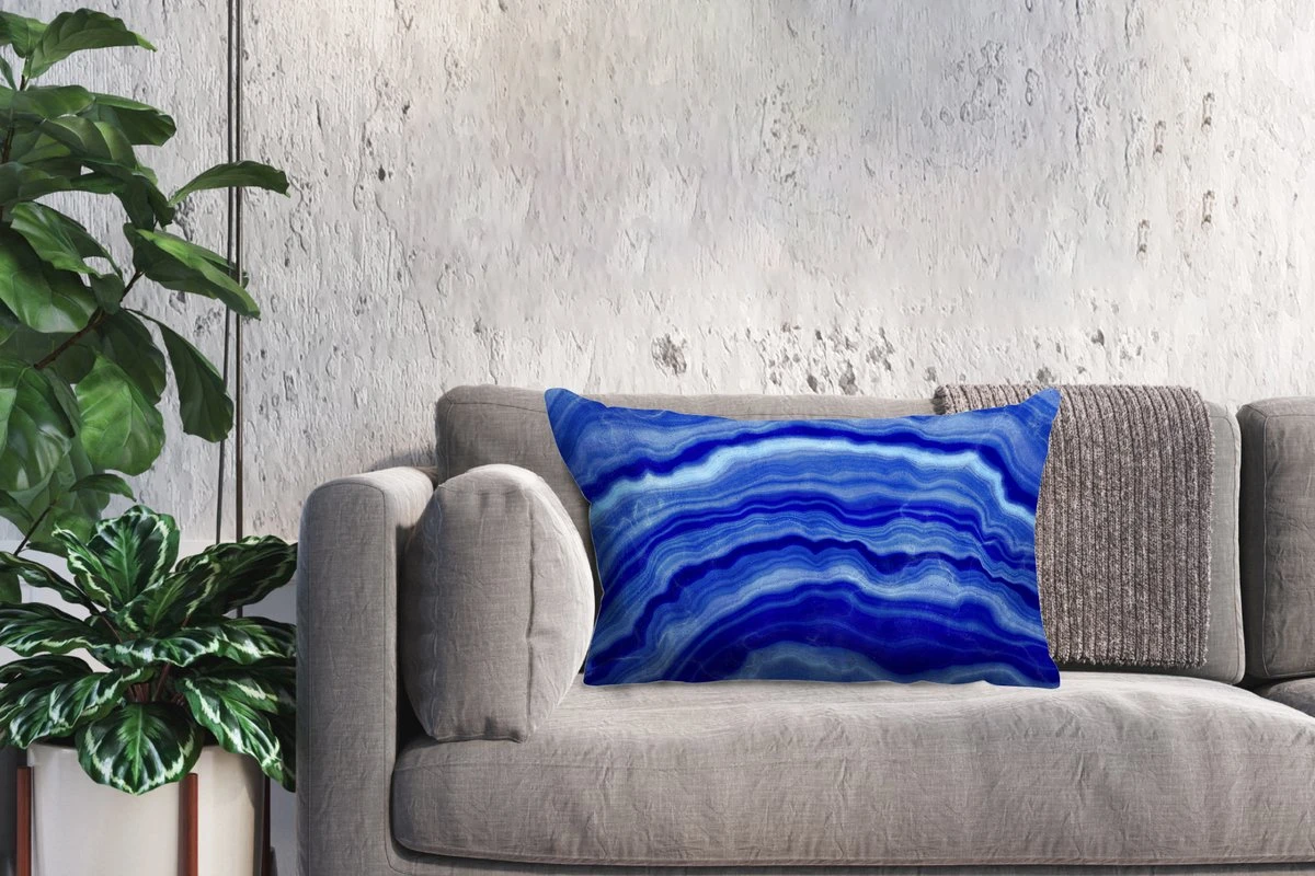 Sierkussens - Kussentjes Woonkamer - 60x40 Cm - Agaat Steen - Blauw 4 Sierkussens - Kussentjes Woonkamer - 60x40 Cm - Agaat Steen - Blauw - Afbeelding 2