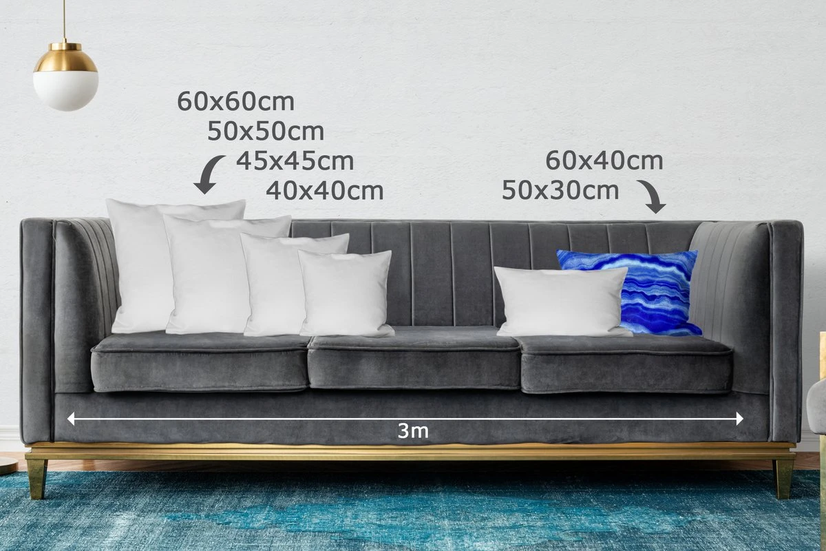 Sierkussens - Kussentjes Woonkamer - 60x40 Cm - Agaat Steen - Blauw 5 Sierkussens - Kussentjes Woonkamer - 60x40 Cm - Agaat Steen - Blauw - Afbeelding 3