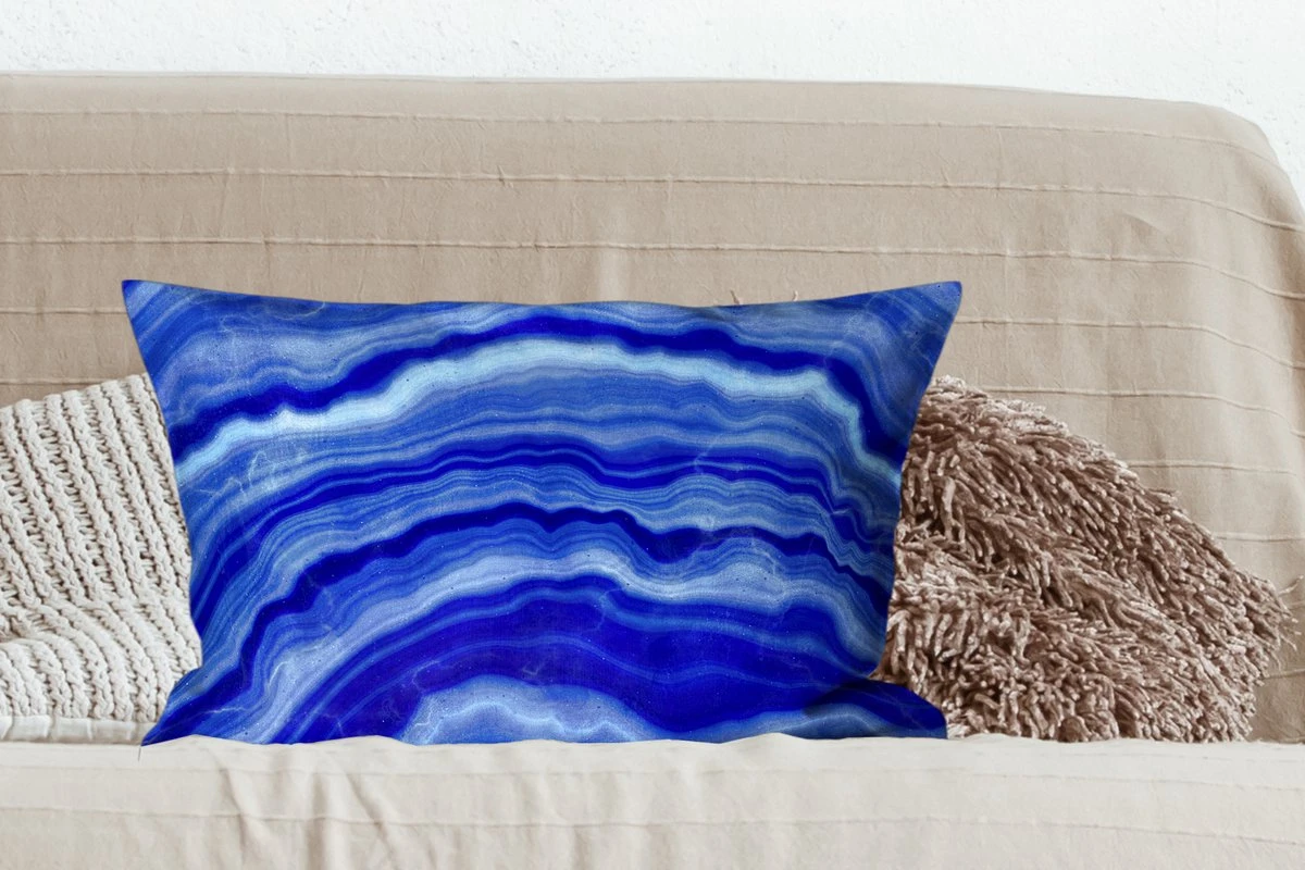 Sierkussens - Kussentjes Woonkamer - 60x40 Cm - Agaat Steen - Blauw 6 Sierkussens - Kussentjes Woonkamer - 60x40 Cm - Agaat Steen - Blauw - Afbeelding 4