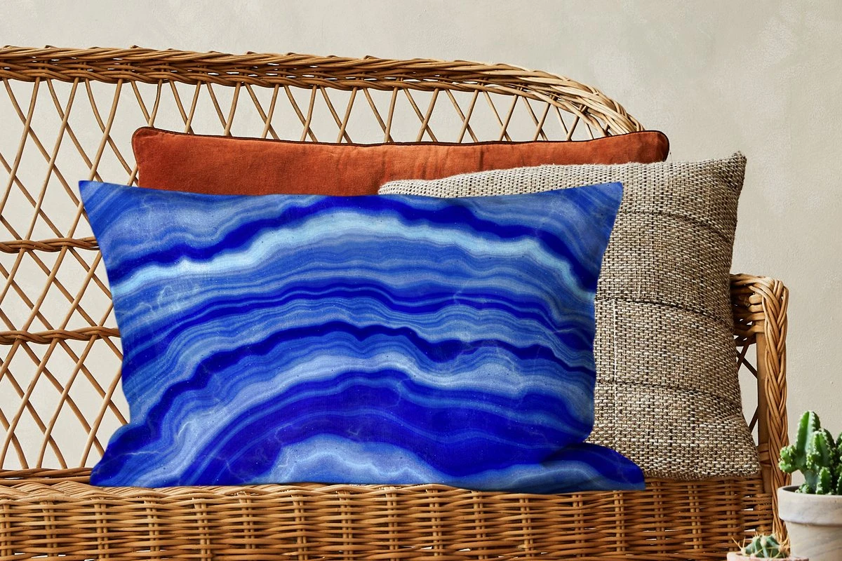 Sierkussens - Kussentjes Woonkamer - 60x40 Cm - Agaat Steen - Blauw 7 Sierkussens - Kussentjes Woonkamer - 60x40 Cm - Agaat Steen - Blauw - Afbeelding 5