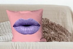 Sierkussens - Kussentjes Woonkamer - 60x60 Cm - Lippen - Pastel - Roze -Pillowmonkey 1200x800 1532