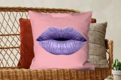Sierkussens - Kussentjes Woonkamer - 60x60 Cm - Lippen - Pastel - Roze -Pillowmonkey 1200x800 1533