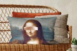 Sierkussens - Kussentjes Woonkamer - 60x40 Cm - Mona Lisa - Leonardo Da Vinci - Rosegoud -Pillowmonkey 1200x800 1539