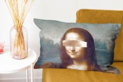 Sierkussens - Kussentjes Woonkamer - 60x40 Cm - Mona Lisa - Leonardo Da Vinci - Rosegoud -Pillowmonkey 1200x800 1540