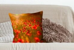 Sierkussen - Gloed Over De Klaprozen In Het Veld - Multicolor - 50 Cm X 50 Cm -Pillowmonkey 1200x800 1542