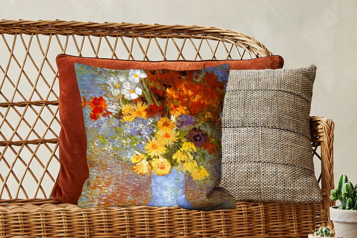 Kussenhoes 45x45 Cm - Vaas Met Madeliefjes En Anemonen - Schilderij Van Vincent Van Gogh - Katoen / Polyester - Voor Binnen 6 Kussenhoes 45x45 Cm - Vaas Met Madeliefjes En Anemonen - Schilderij Van Vincent Van Gogh - Katoen / Polyester - Voor Binnen - Afbeelding 4
