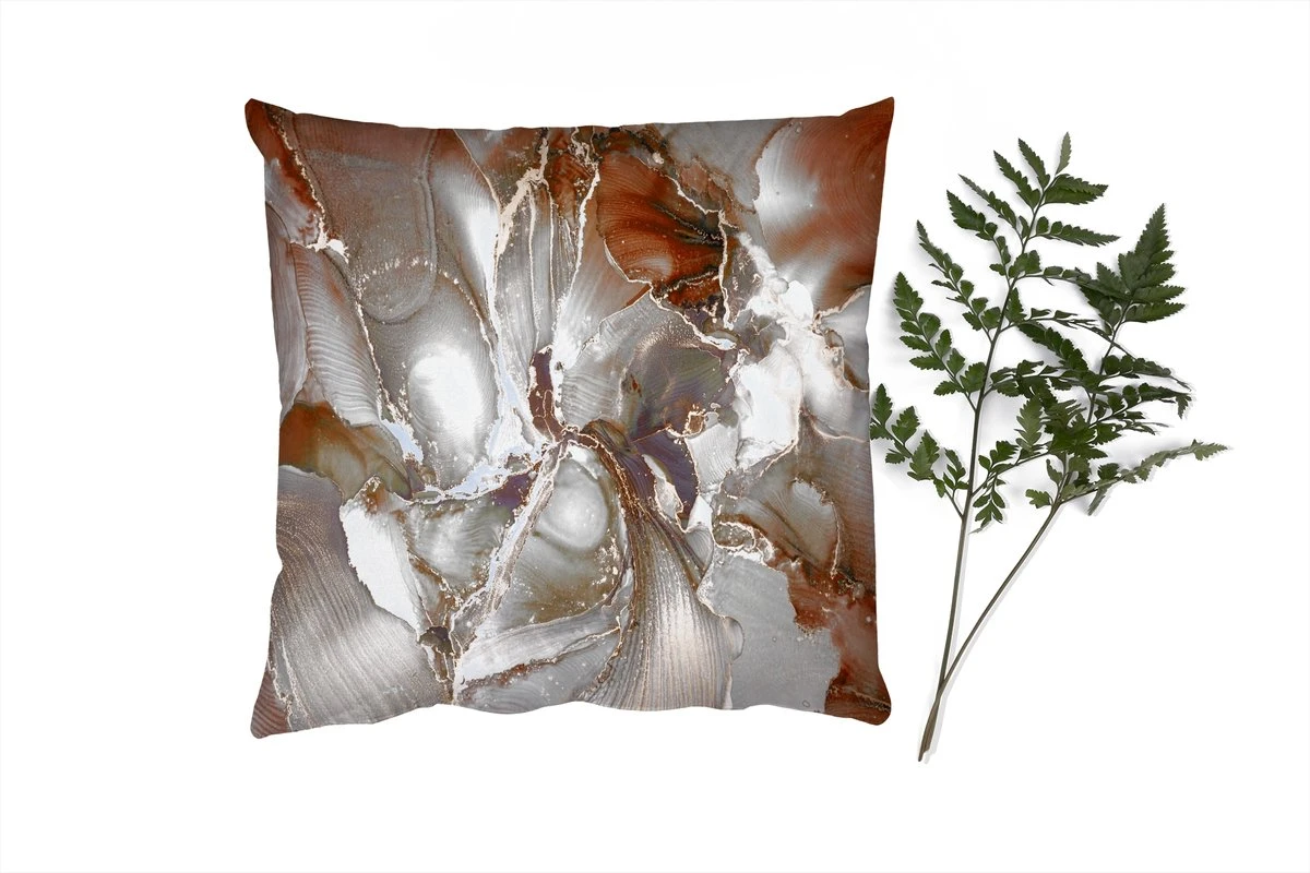 Sierkussens - Kussentjes Woonkamer - 60x60 Cm - Grijs - Goud - Marmer 3 Sierkussens - Kussentjes Woonkamer - 60x60 Cm - Grijs - Goud - Marmer