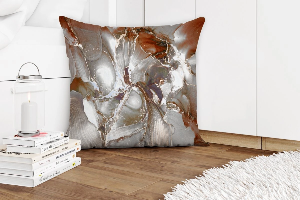 Sierkussens - Kussentjes Woonkamer - 60x60 Cm - Grijs - Goud - Marmer 8 Sierkussens - Kussentjes Woonkamer - 60x60 Cm - Grijs - Goud - Marmer - Afbeelding 6