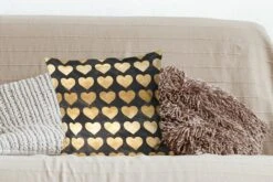Kussenhoes 45x45 Cm - Patronen - Hart - Goud - Zwart - Katoen / Polyester - Voor Binnen -Pillowmonkey 1200x800 157