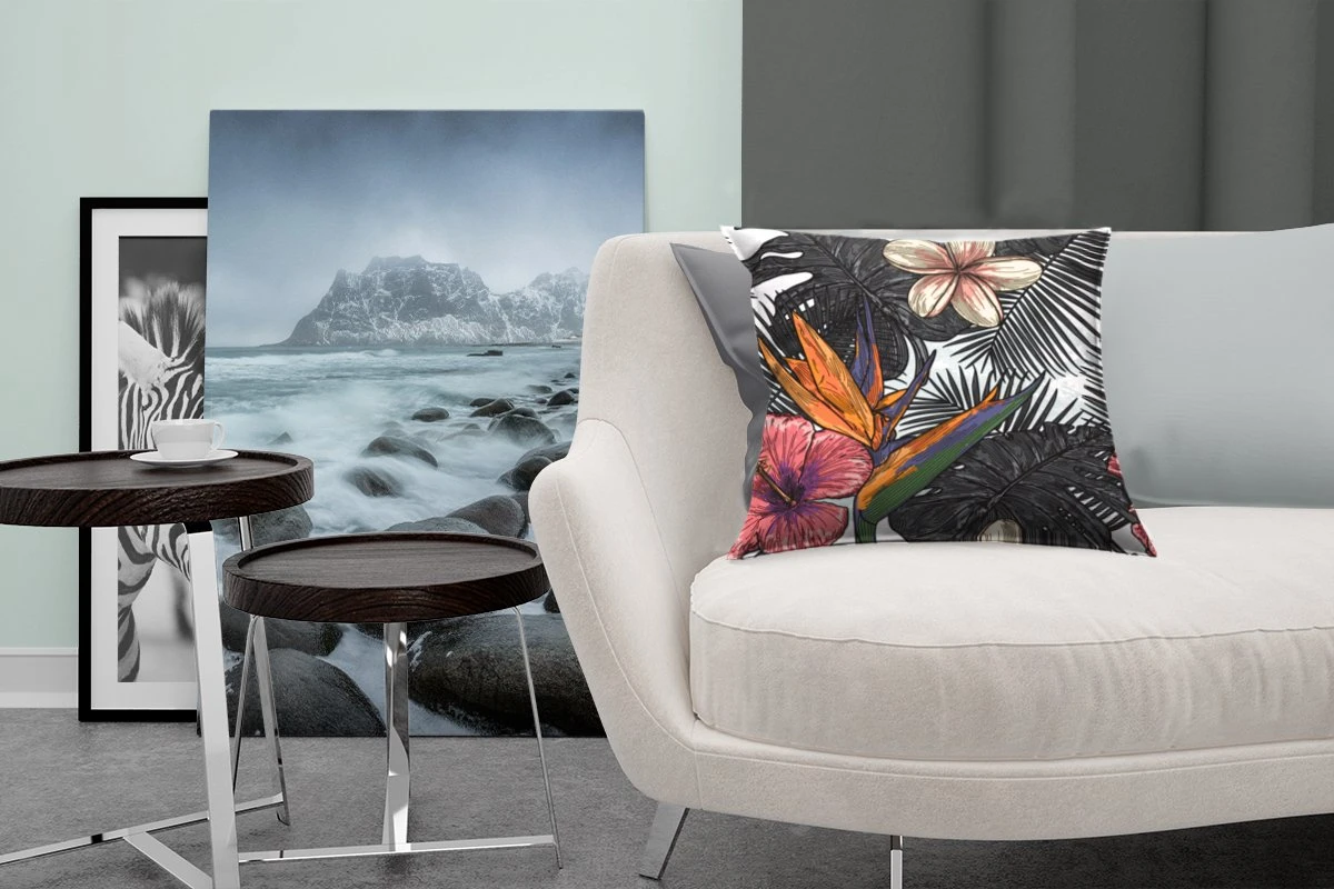 Sierkussens - Kussen - Tropische Bladeren Patroon Met Bloemen - 40x40 Cm - Kussen Van Katoen 9 Sierkussens - Kussen - Tropische Bladeren Patroon Met Bloemen - 40x40 Cm - Kussen Van Katoen - Afbeelding 7