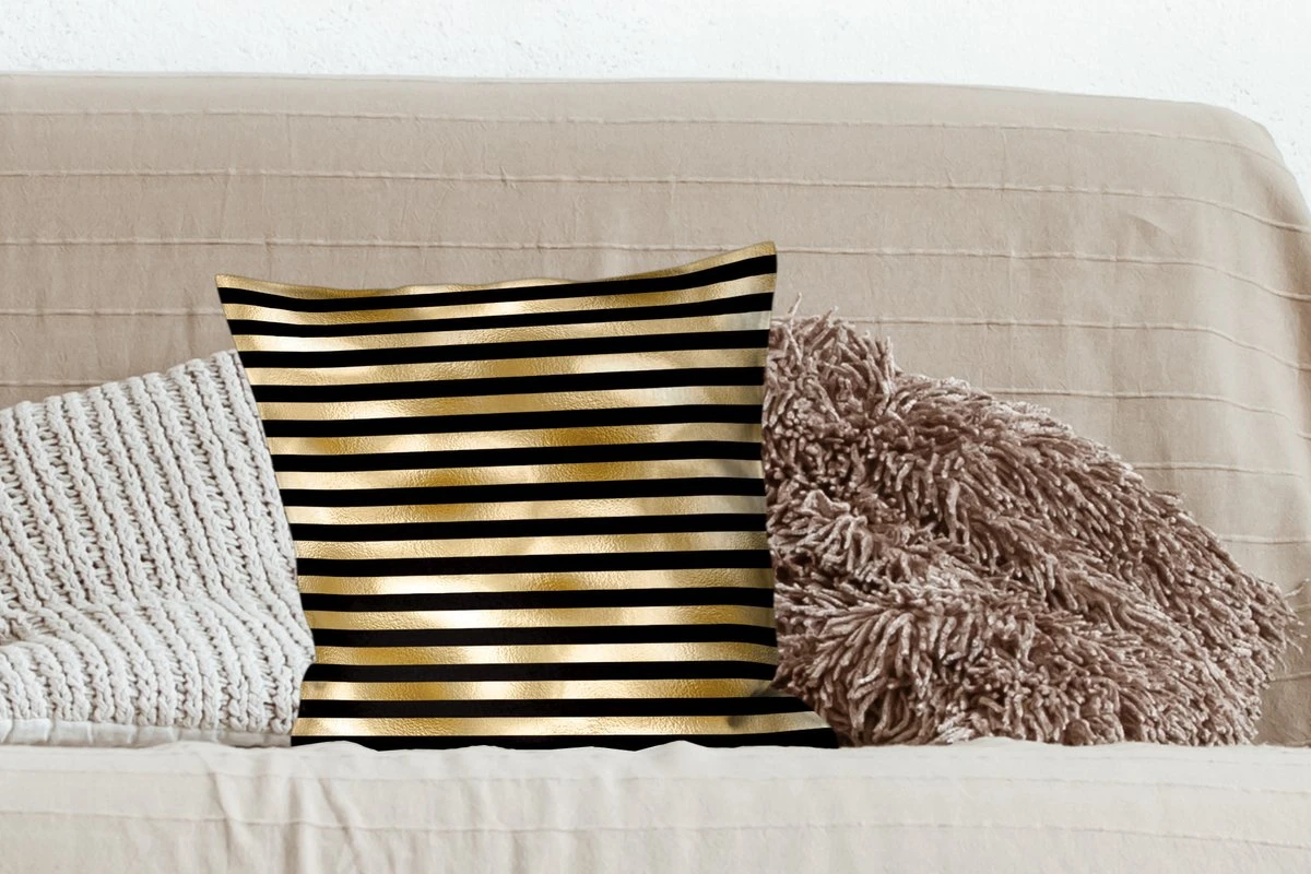 Sierkussens - Kussentjes Woonkamer - 45x45 Cm - Patronen - Zwart - Goud 6 Sierkussens - Kussentjes Woonkamer - 45x45 Cm - Patronen - Zwart - Goud - Afbeelding 4