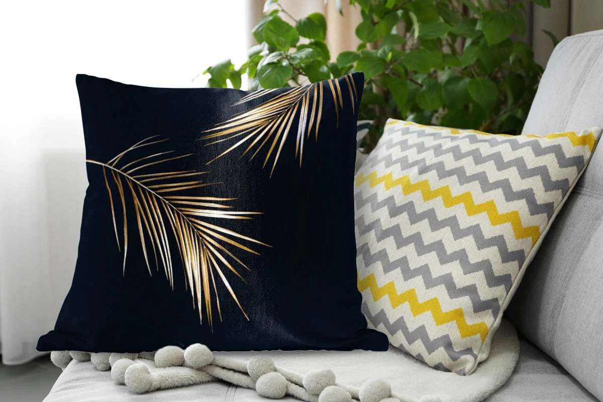 Sierkussens - Kussen - Twee Gouden Bladeren Op Een Zwarte Achtergrond - 60x60 Cm - Kussen Van Katoen 10 Sierkussens - Kussen - Twee Gouden Bladeren Op Een Zwarte Achtergrond - 60x60 Cm - Kussen Van Katoen - Afbeelding 8