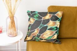 Kussenhoes 40x40 Cm - Abstracte Achtergrond Met Goud En Groen - Katoen / Polyester - Voor Binnen -Pillowmonkey 1200x800 175