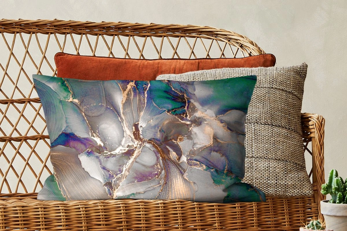 Sierkussens - Kussentjes Woonkamer - 60x40 Cm - Goud - Blauw - Marmer 6 Sierkussens - Kussentjes Woonkamer - 60x40 Cm - Goud - Blauw - Marmer - Afbeelding 4