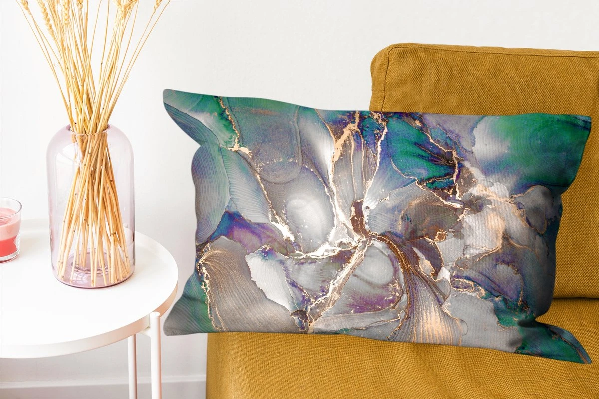 Sierkussens - Kussentjes Woonkamer - 60x40 Cm - Goud - Blauw - Marmer 8 Sierkussens - Kussentjes Woonkamer - 60x40 Cm - Goud - Blauw - Marmer - Afbeelding 6