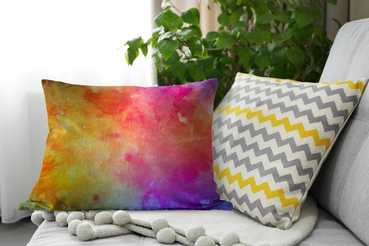 Sierkussens - Kussen - Abstract Werk Gemaakt Van Waterverf Met Felle Oranje En Paarse Kleuren - 60x40 Cm - Kussen Van Katoen 5 Sierkussens - Kussen - Abstract Werk Gemaakt Van Waterverf Met Felle Oranje En Paarse Kleuren - 60x40 Cm - Kussen Van Katoen - Afbeelding 3