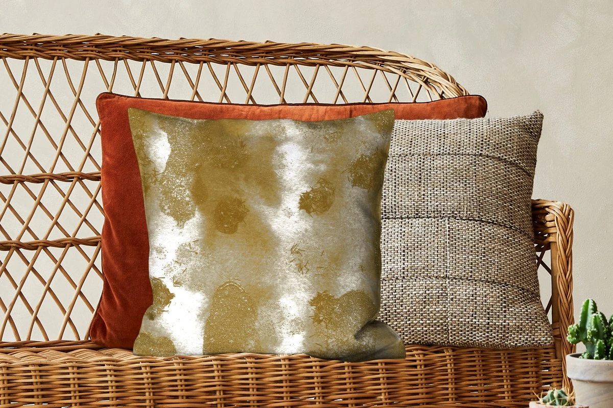 Sierkussens - Kussentjes Woonkamer - 45x45 Cm - Goud - Abstract - Verf 6 Sierkussens - Kussentjes Woonkamer - 45x45 Cm - Goud - Abstract - Verf - Afbeelding 4