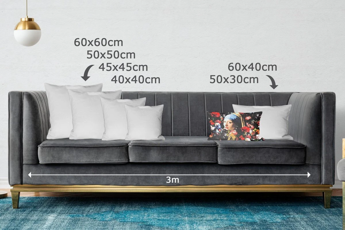 Sierkussens - Kussentjes Woonkamer - 50x30 Cm - Meisje Met De Parel - Johannes Vermeer - Bloemen 5 Sierkussens - Kussentjes Woonkamer - 50x30 Cm - Meisje Met De Parel - Johannes Vermeer - Bloemen - Afbeelding 3