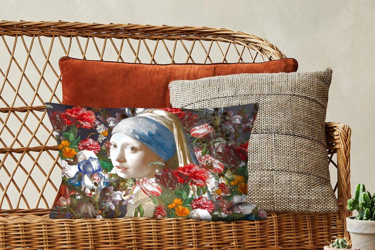 Sierkussens - Kussentjes Woonkamer - 50x30 Cm - Meisje Met De Parel - Johannes Vermeer - Bloemen 7 Sierkussens - Kussentjes Woonkamer - 50x30 Cm - Meisje Met De Parel - Johannes Vermeer - Bloemen - Afbeelding 5