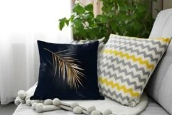 Sierkussens - Kussen - Goud Blad Met Sprieten Op Een Zwarte Achtergrond - 40x40 Cm - Kussen Van Katoen -Pillowmonkey 1200x800 1841