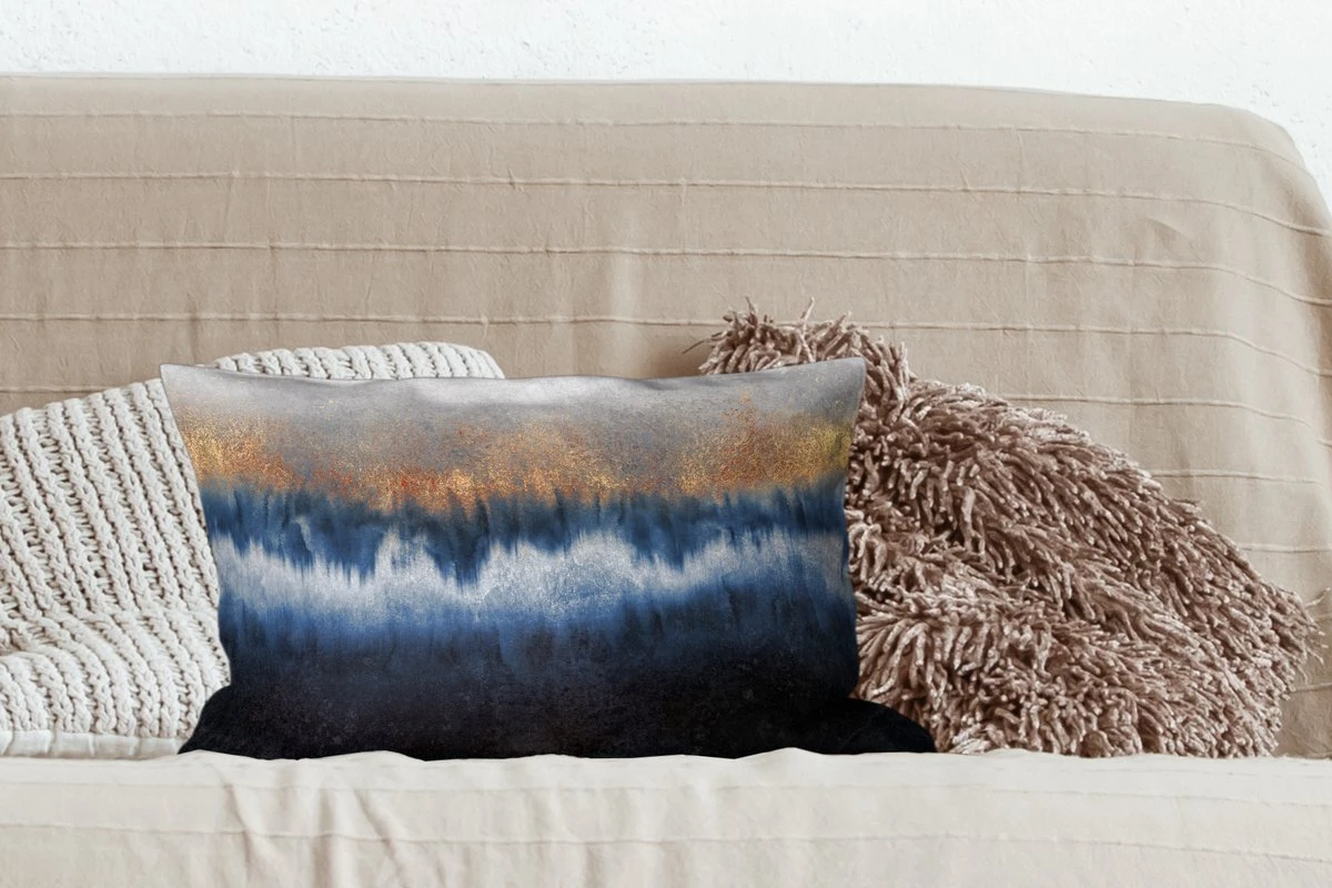 Sierkussens - Kussentjes Woonkamer - 50x30 Cm - Abstract - Goud - Luxe - Blauw 6 Sierkussens - Kussentjes Woonkamer - 50x30 Cm - Abstract - Goud - Luxe - Blauw - Afbeelding 4