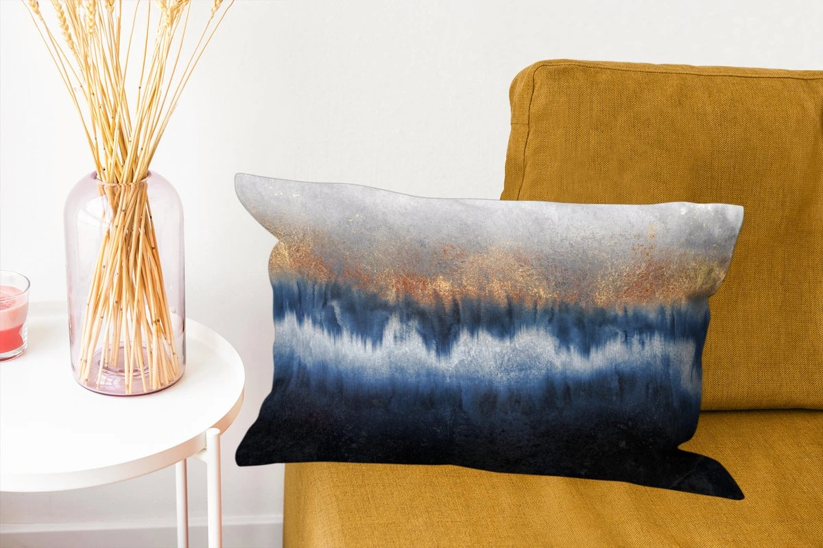 Sierkussens - Kussentjes Woonkamer - 50x30 Cm - Abstract - Goud - Luxe - Blauw 8 Sierkussens - Kussentjes Woonkamer - 50x30 Cm - Abstract - Goud - Luxe - Blauw - Afbeelding 6