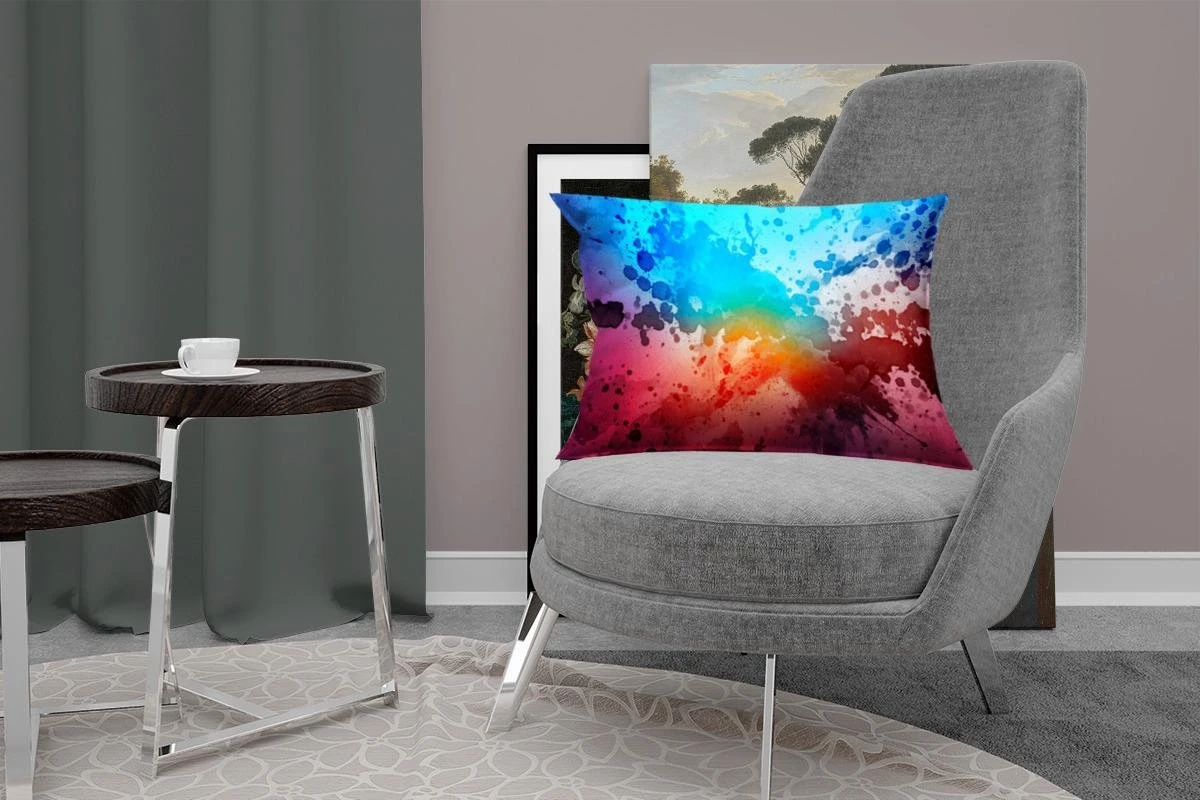 Sierkussens - Kussen - Abstract Werk Gemaakt Van Waterverf En Verfspatten Op Een Gekleurde Achtergrond - 60x40 Cm - Kussen Van Katoen 6 Sierkussens - Kussen - Abstract Werk Gemaakt Van Waterverf En Verfspatten Op Een Gekleurde Achtergrond - 60x40 Cm - Kussen Van Katoen - Afbeelding 4