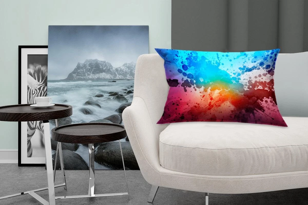 Sierkussens - Kussen - Abstract Werk Gemaakt Van Waterverf En Verfspatten Op Een Gekleurde Achtergrond - 60x40 Cm - Kussen Van Katoen 7 Sierkussens - Kussen - Abstract Werk Gemaakt Van Waterverf En Verfspatten Op Een Gekleurde Achtergrond - 60x40 Cm - Kussen Van Katoen - Afbeelding 5