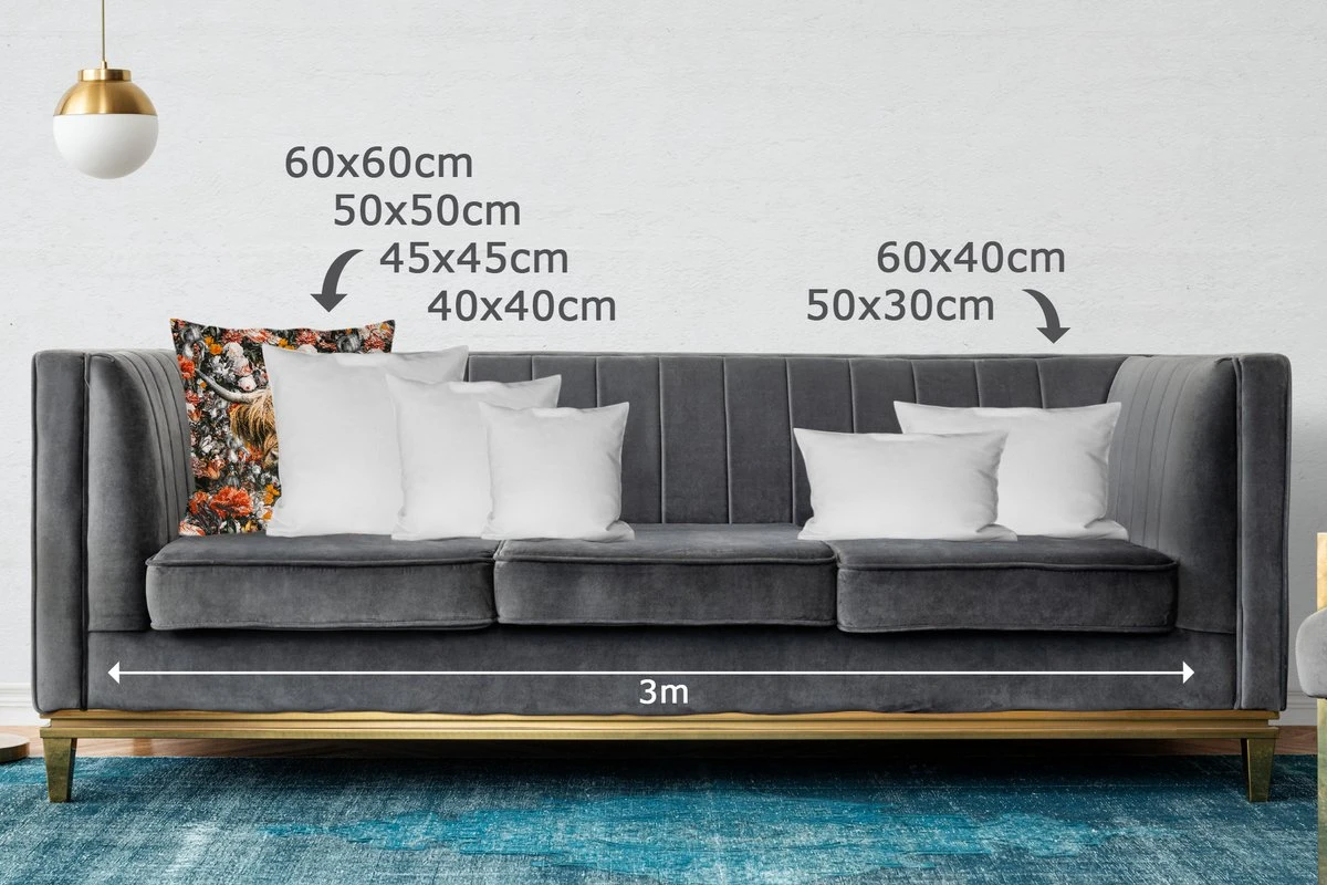 Sierkussens - Kussentjes Woonkamer - 60x60 Cm - Schotse Hooglander - Bloemen - Oranje 5 Sierkussens - Kussentjes Woonkamer - 60x60 Cm - Schotse Hooglander - Bloemen - Oranje - Afbeelding 3