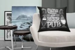 Sierkussens - Kussen - Een Illustratie Van Een Bar Bord Met Krijt - 60x60 Cm - Kussen Van Katoen -Pillowmonkey 1200x800 1968