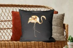 Kussenhoes 50x50 Cm - Flamingo - Vogel - Goud - Zwart - Katoen / Polyester - Voor Binnen -Pillowmonkey 1200x800 197