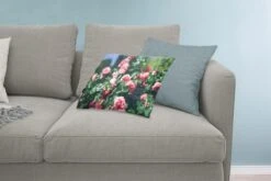 Sierkussens - Kussen - Mooie Roze Roos In Zomertuin - 60x40 Cm - Kussen Van Katoen -Pillowmonkey 1200x800 1990