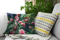 Sierkussens - Kussen - Mooie Roze Roos In Zomertuin - 60x40 Cm - Kussen Van Katoen -Pillowmonkey 1200x800 1991