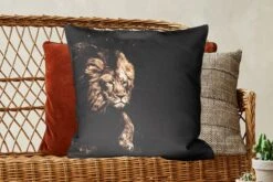 Sierkussens - Kussentjes Woonkamer - 60x60 Cm - Leeuw - Dieren - Zwart -Pillowmonkey 1200x800 2012