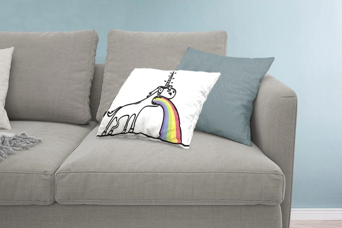 Sierkussens - Kussen - Een Illustratie Van Een Eenhoorn Die Een Regenboog Uitspuwt - 60x40 Cm - Kussen Van Katoen 4 Sierkussens - Kussen - Een Illustratie Van Een Eenhoorn Die Een Regenboog Uitspuwt - 60x40 Cm - Kussen Van Katoen - Afbeelding 2