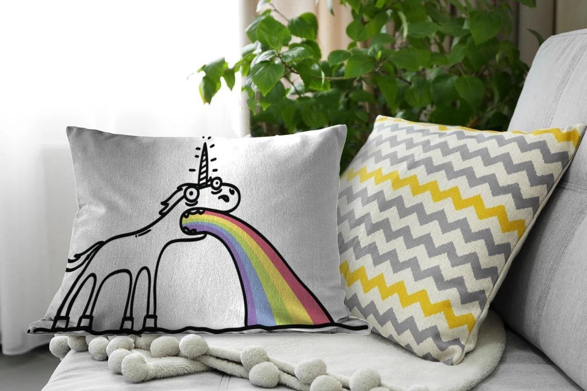 Sierkussens - Kussen - Een Illustratie Van Een Eenhoorn Die Een Regenboog Uitspuwt - 60x40 Cm - Kussen Van Katoen 5 Sierkussens - Kussen - Een Illustratie Van Een Eenhoorn Die Een Regenboog Uitspuwt - 60x40 Cm - Kussen Van Katoen - Afbeelding 3